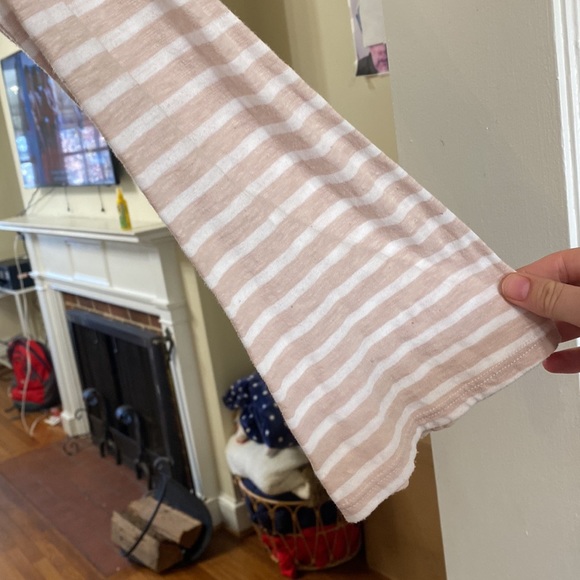 Three Dots Cream and White Stripped Cross Tie Wrap Long Sleeves Top - Picture 5 of 6